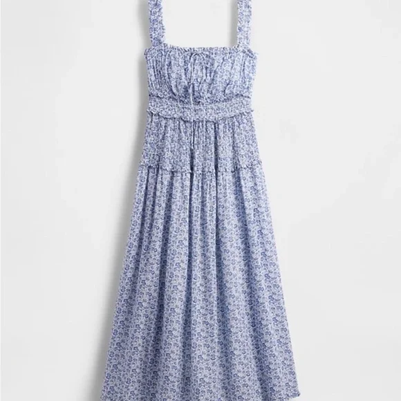 Gap X DÔEN Blue and White Sleeveless Square Neck Midi Sundress - Picture 7 of 10